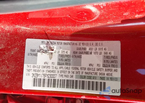 2015 Mazda 3 I Touring z USA, uszkodzony, nr VIN 3MZBM1V76FM230007